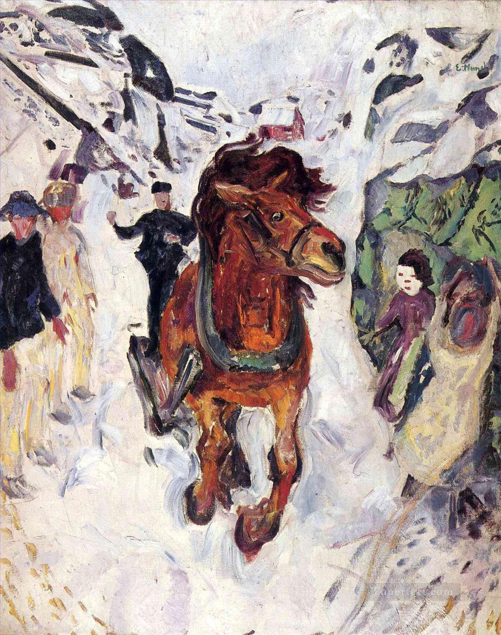 galloping horse 1912 Edvard Munch Oil Paintings